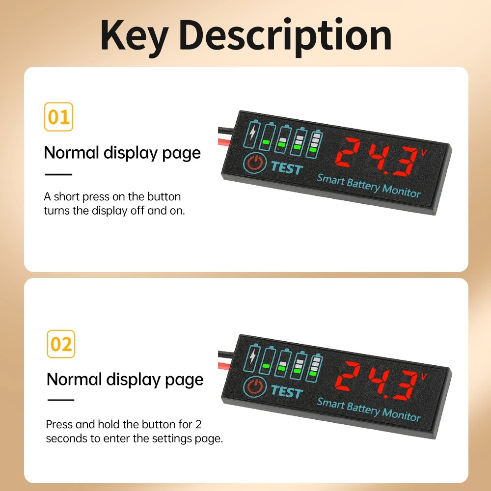 Gaqqee Indikator Kapasitas Baterai LED Battery Capacity Voltmeter - GQ-24 Gambar produk Gaqqee Indikator Kapasitas Baterai LED Battery Capacity Voltmeter - GQ-24