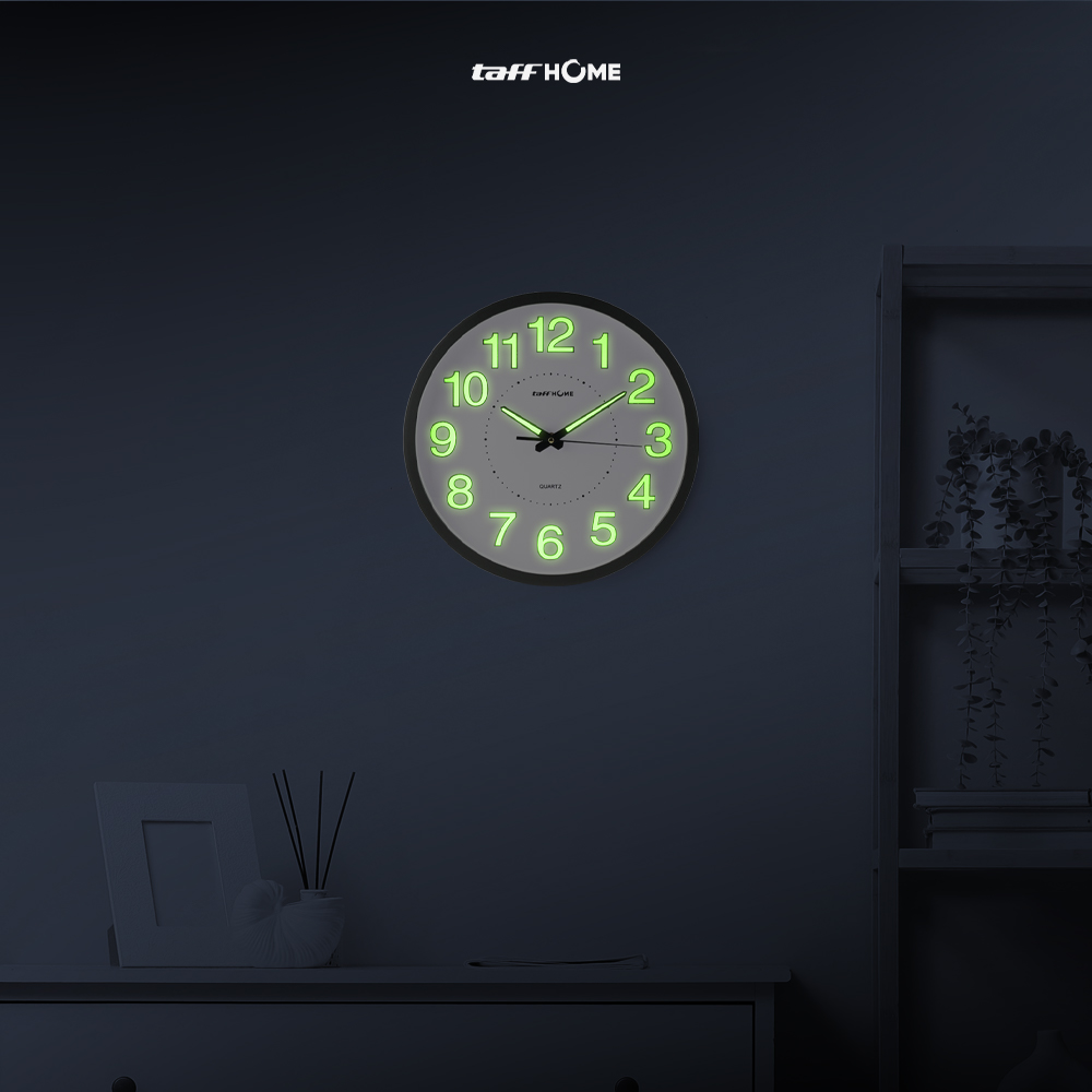 Gambar produk TaffHOME Jam Dinding Bulat Quartz Luminous Glow in The Dark 30cm MDB4