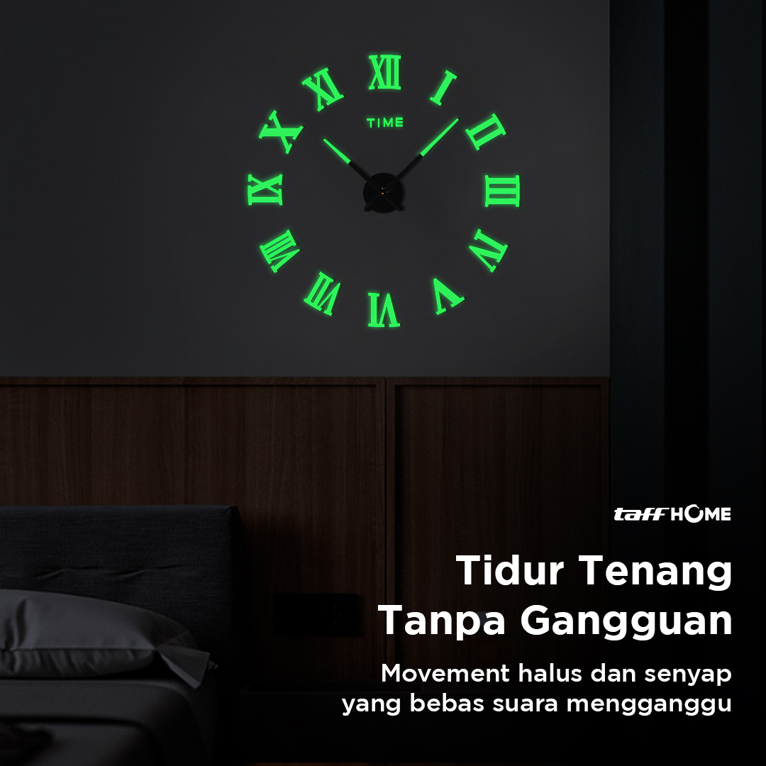 Gambar produk TaffHOME Jam Dinding Besar DIY Giant Clock Glow in The Dark 90-100cm - DIY-106