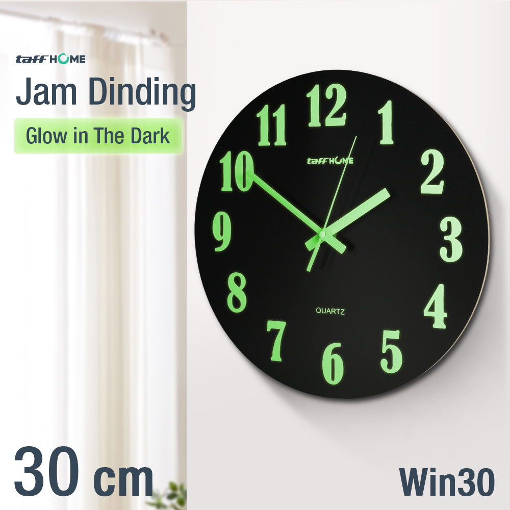 TaffHOME Jam Dinding Bulat Quartz Luminous Glow in The Dark 30cm - Win30 Gambar produk TaffHOME Jam Dinding Bulat Quartz Luminous Glow in The Dark 30cm - Win30
