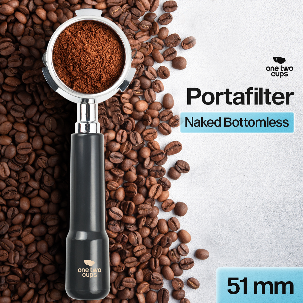 Gambar produk One Two Cups Bottomless Naked Portafilter Stainless 51mm for DeLonghi - CG-11
