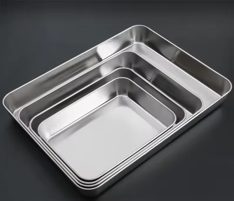 Eggy Loyang Nampan Tray Grill Pan Oven Baking Stainless Steel 430 26x20x5cm - EG36 Gambar produk Eggy Loyang Nampan Tray Grill Pan Oven Baking Stainless Steel 430 26x20x5cm - EG36