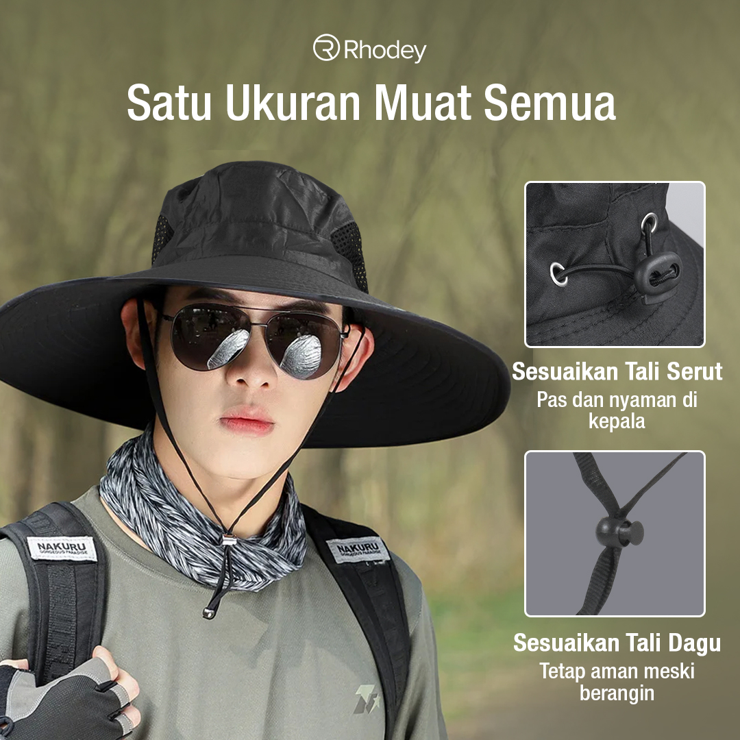 Rhodey Topi Rimba Outdoor Anti UV Boonie Hat Polyester - B60 Gambar produk Rhodey Topi Rimba Outdoor Anti UV Boonie Hat Polyester - B60