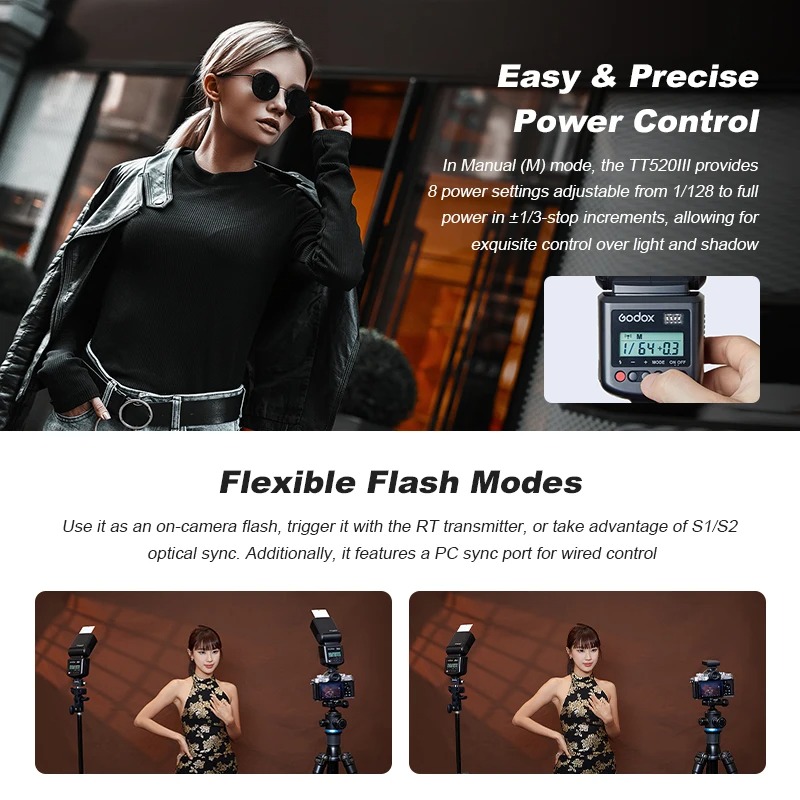 Gambar produk Godox Flash Camera Wireless 433MHz Adjustable Head 5600K - TT520III THINKLITE