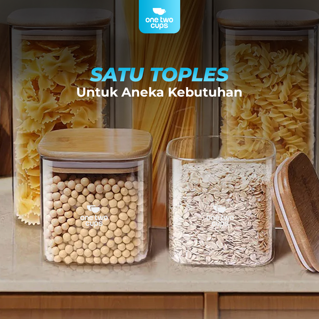 Gambar produk One Two Cups Toples Kaca Penyimpanan Makanan Kedap Udara Storage Jar 230ml - HC1019