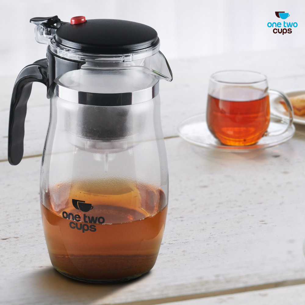 Gambar produk One Two Cups Teko Teh Kaca Saringan Tahan Panas Infuser Teapot 874ml - TP-757