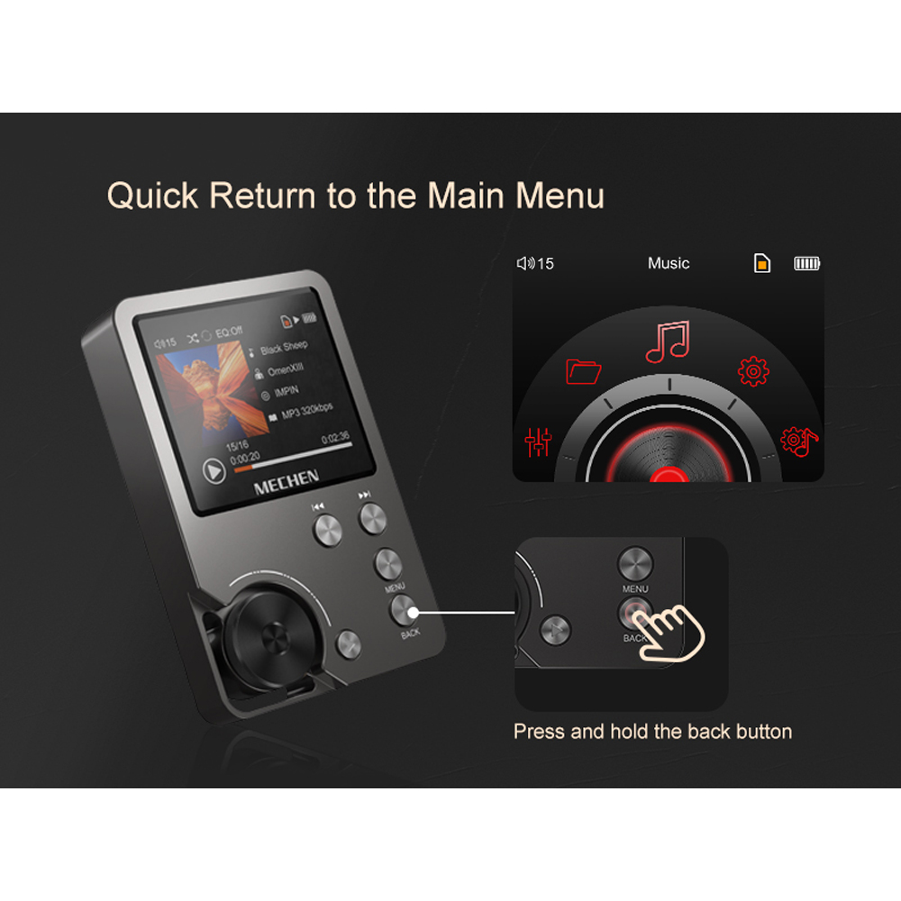Gambar produk MECHEN MP3 Digital Audio Player HiFi Lossless 2 Inch 1500mAh 64GB - M30