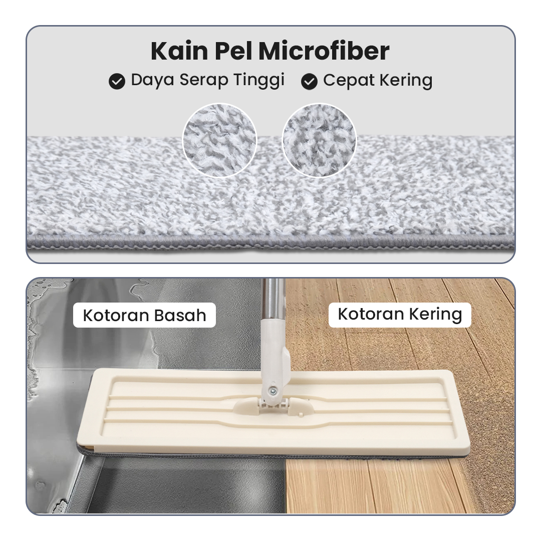 ISHOWTIENDA Alat Pel Lantai Microfiber Flat Flexible Head with Bucket - FMI60 Gambar produk ISHOWTIENDA Alat Pel Lantai Microfiber Flat Flexible Head with Bucket - FMI60