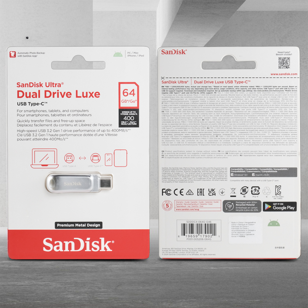 Gambar produk SanDisk Ultra Dual Drive Luxe USB Type C 3.1/3.2 Gen 1 64GB - SDDDC4