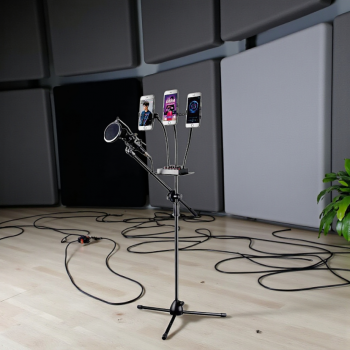 Gambar produk TaffSTUDIO Microphone Standing Holder Tripod 3x Smartphone Holder - NB-04P
