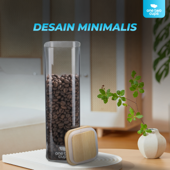 Gambar produk One Two Cups Toples Kaca Penyimpanan Makanan Kedap Udara Storage Jar 600ml - HC1019