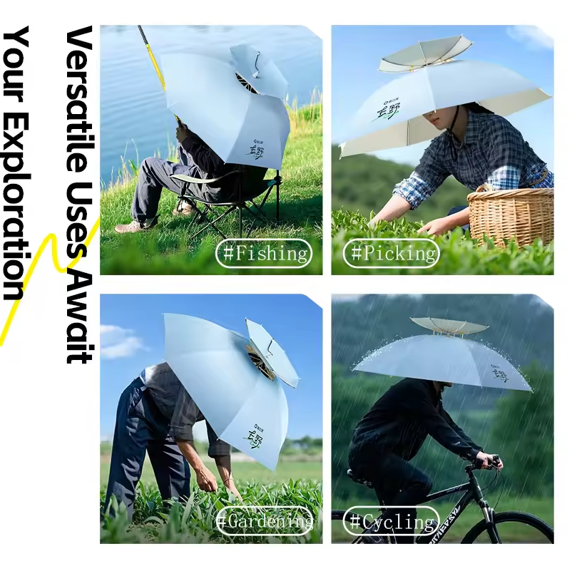 Gambar produk YUZHIYUAN Topi Payung Kepala Umbrella Hat Hands-Free Fiberglass Frame M - W654