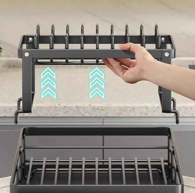 Gambar produk NYTRYD Rak Piring Dapur 2 Susun Draining Rack Plate Bowls Carbon Steel - NY-3