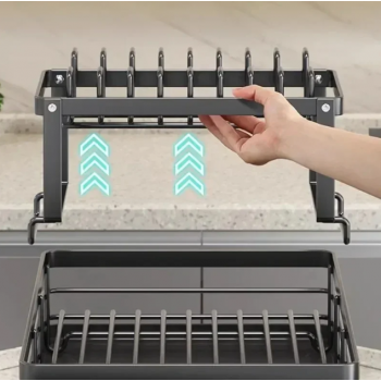 Gambar produk NYTRYD Rak Piring Dapur 2 Susun Draining Rack Plate Bowls Carbon Steel - NY-3