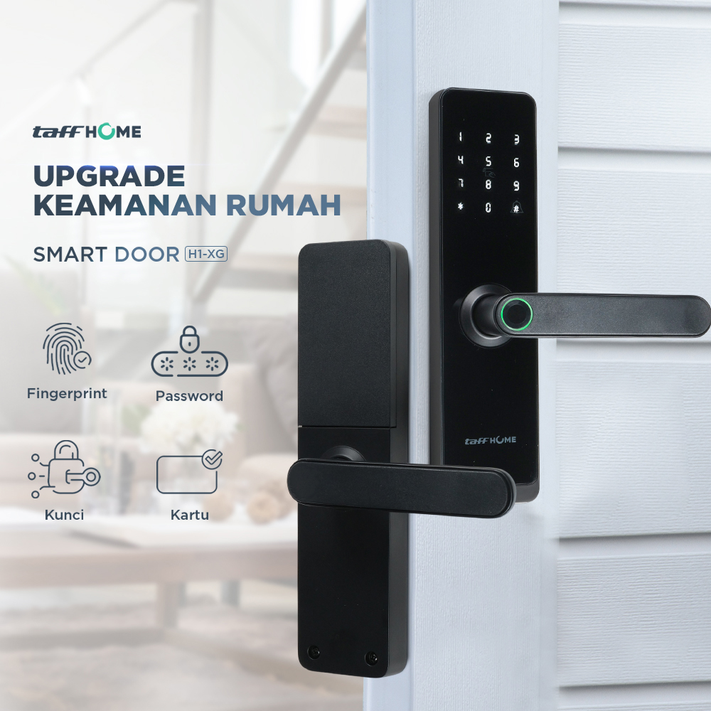 Gambar produk TaffHOME Smart Door Lock Fingerprint Password Card RFID Alarm - H1-XG