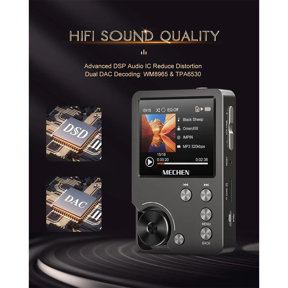 Gambar produk MECHEN MP3 Digital Audio Player HiFi Lossless 2 Inch 1500mAh 64GB - M30