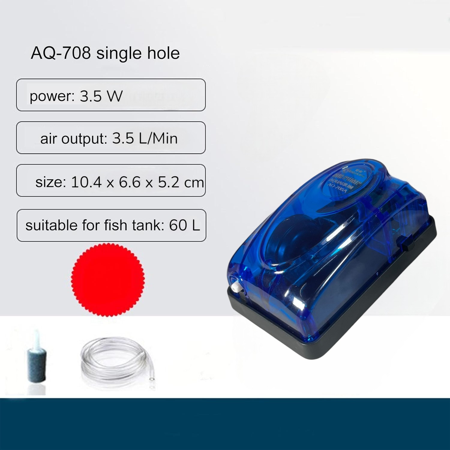 Gambar produk TEQIANG Aerator Pompa Oksigen Akuarium Oxygen Pump 60L Fish Tank 3.5W - AQ-708A