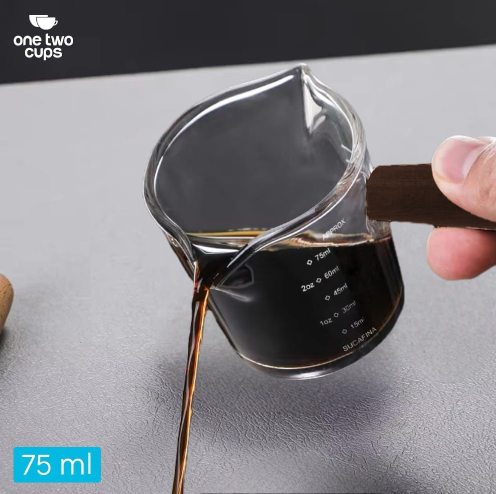 One Two Cups Gelas Milk Jug Pitcher Espresso Double Mouth 75ml - S08 Gambar produk One Two Cups Gelas Milk Jug Pitcher Espresso Double Mouth 75ml - S08