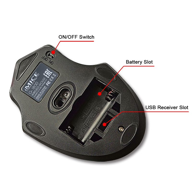 Gambar produk iMICE Mouse Gaming Wireless Optical 2.4GHz Ergonomic 2000DPI Silent Version - G-1800
