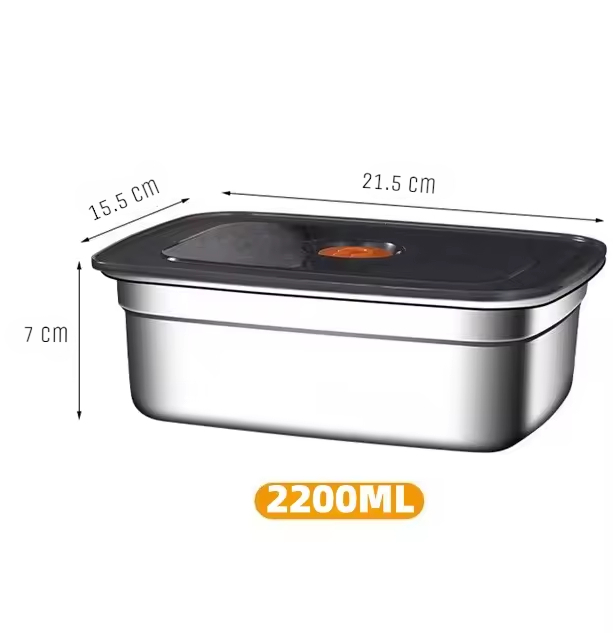 Gambar produk TaffHOME Kotak Makan Anti Tumpah Lunch Bento Box Stainless Steel 410 2200ml - KT274