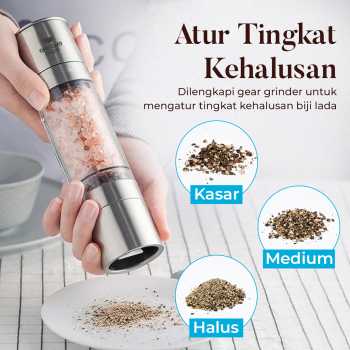 One Two Cups Penggiling Biji Lada 2in1 Spices Pepper Grinder 200ml - OT-22 Gambar produk One Two Cups Penggiling Biji Lada 2in1 Spices Pepper Grinder 200ml - OT-22