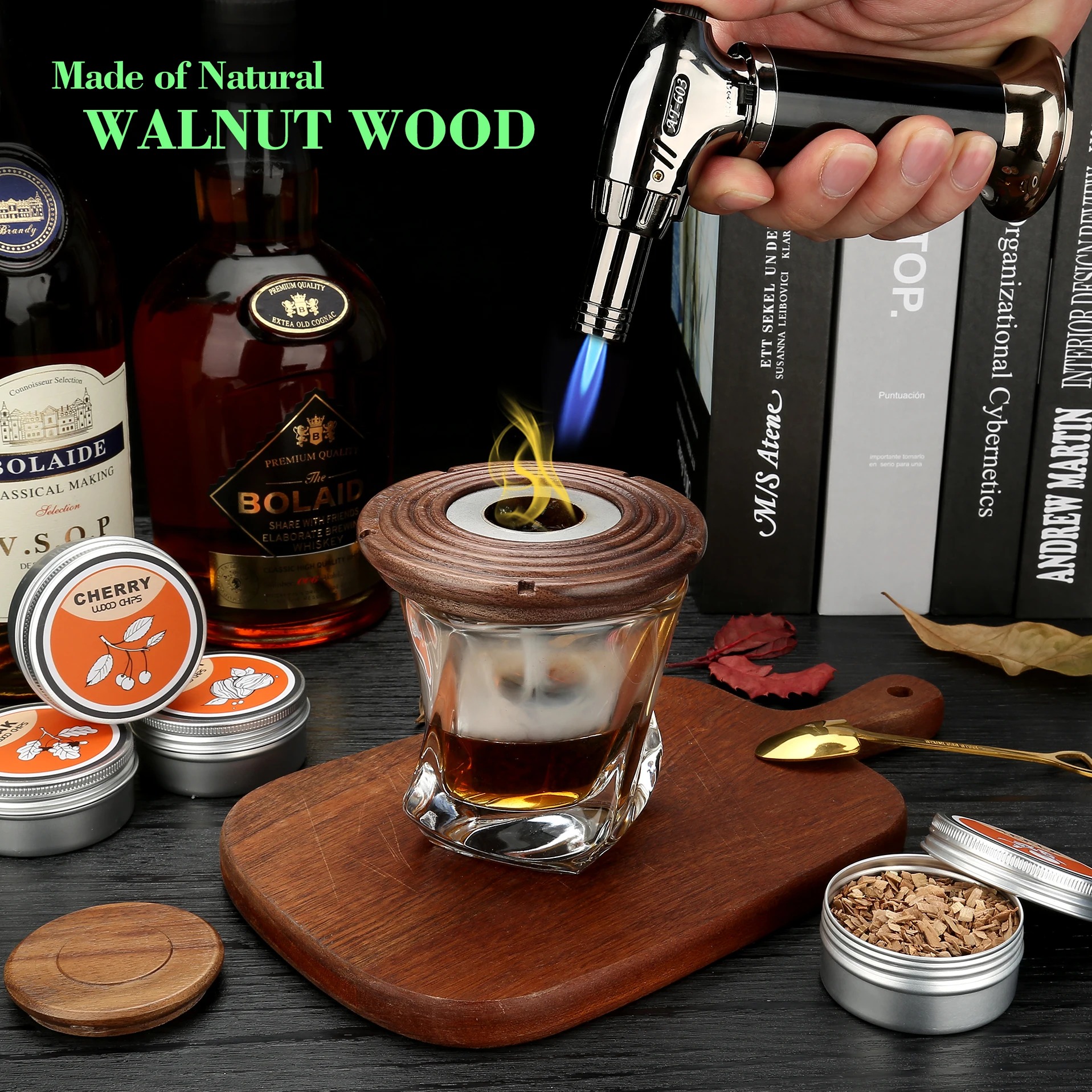 Gambar produk TEMOPY Set Alat Pengasap Cocktail Smoker Kit with 4 Wood Chips - TPY-40
