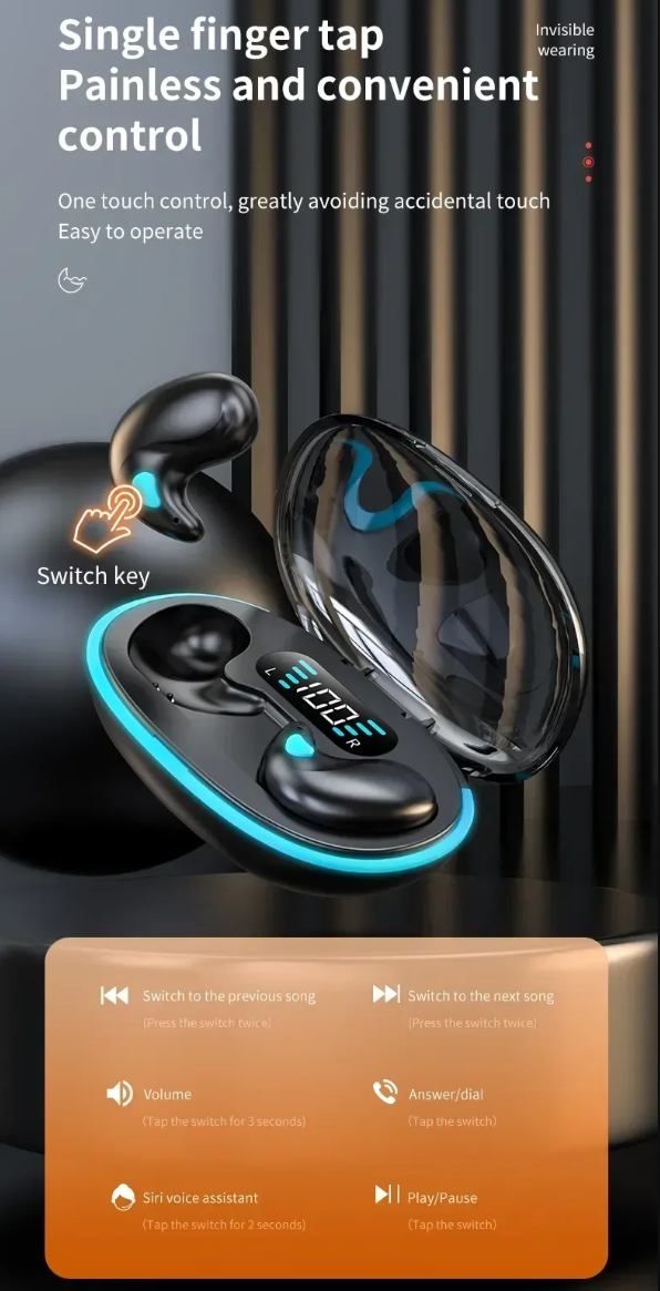 Gambar produk CHUBAN Earphone Bluetooth 5.4 TWS In Ear Ultra Thin Waterproof 150mAh - CH55