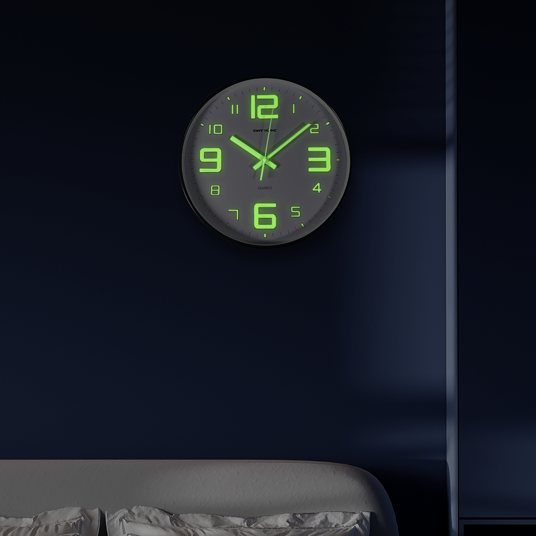TaffHOME Jam Dinding Quartz Luminous Glow in The Dark Large Font 30cm - INU6 Gambar produk TaffHOME Jam Dinding Quartz Luminous Glow in The Dark Large Font 30cm - INU6
