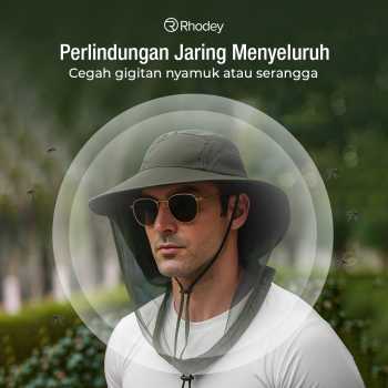 Gambar produk Rhodey Topi Rimba Outdoor Anti Nyamuk UV Protection Boonie Hat - UF122