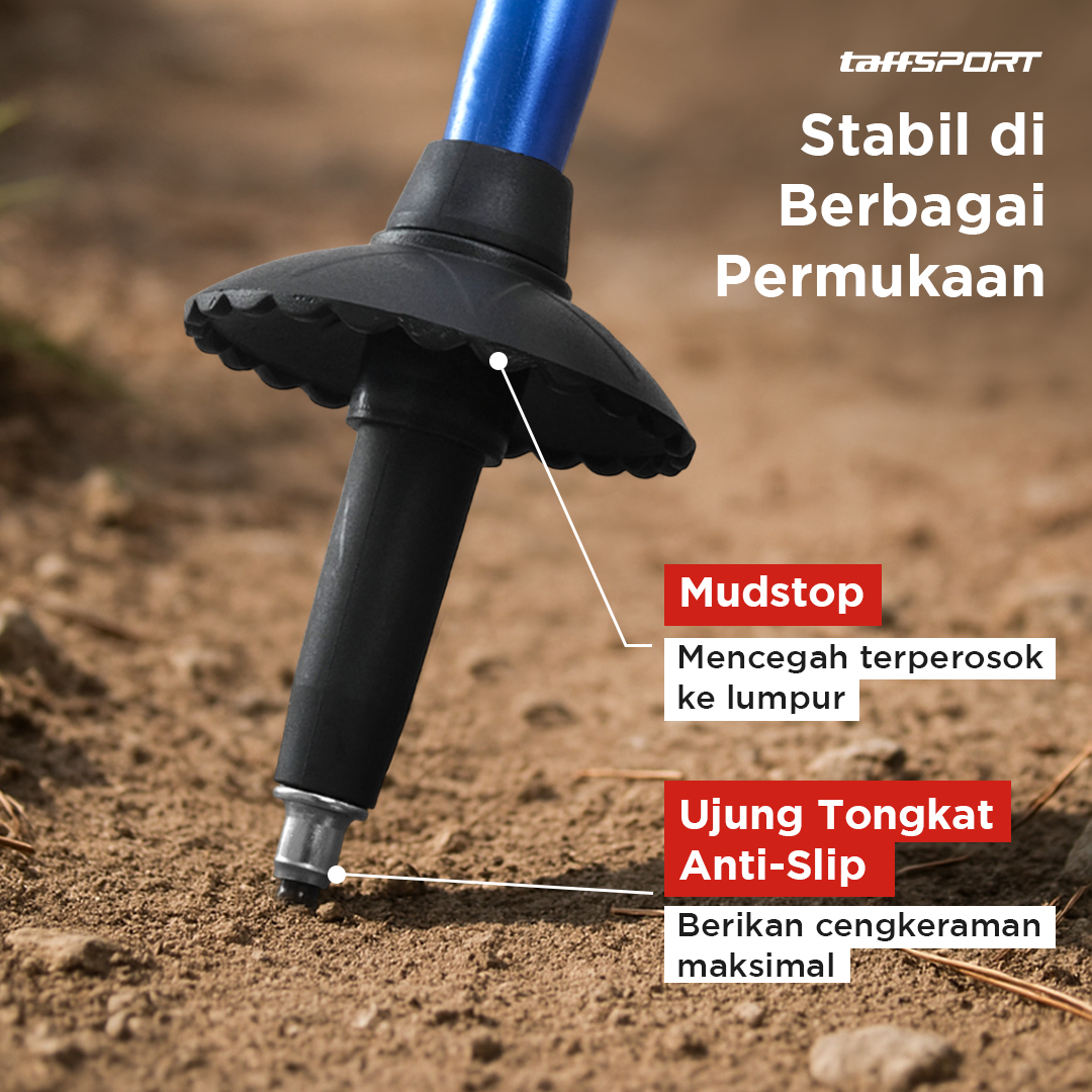 TaffSPORT Tongkat Hiking Telescopic Trekking Pole Aluminium 110cm - X-100 Gambar produk TaffSPORT Tongkat Hiking Telescopic Trekking Pole Aluminium 110cm - X-100