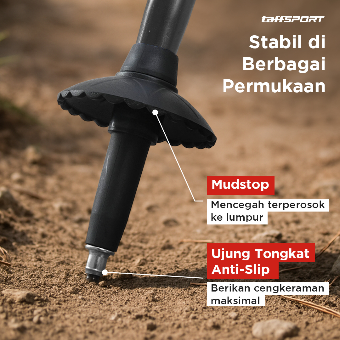Gambar produk TaffSPORT Tongkat Hiking Telescopic Trekking Pole Aluminium 135cm - X-11