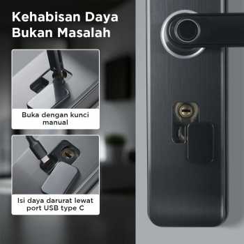Gambar produk REFINE Smart Door Lock Tuya App WiFi Fingerprint Password - MJ1S