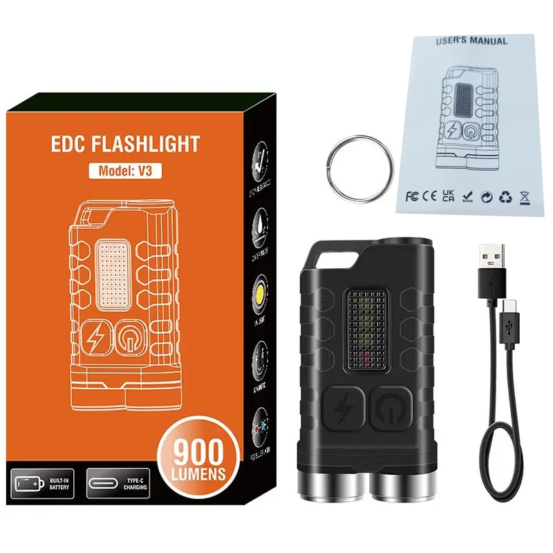Gambar produk BORUiT Senter LED Mini Gantungan Kunci Rechargeable 900 Lumens - V3