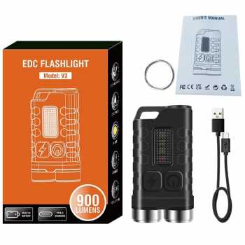 Gambar produk BORUiT Senter LED Mini Gantungan Kunci Rechargeable 900 Lumens - V3