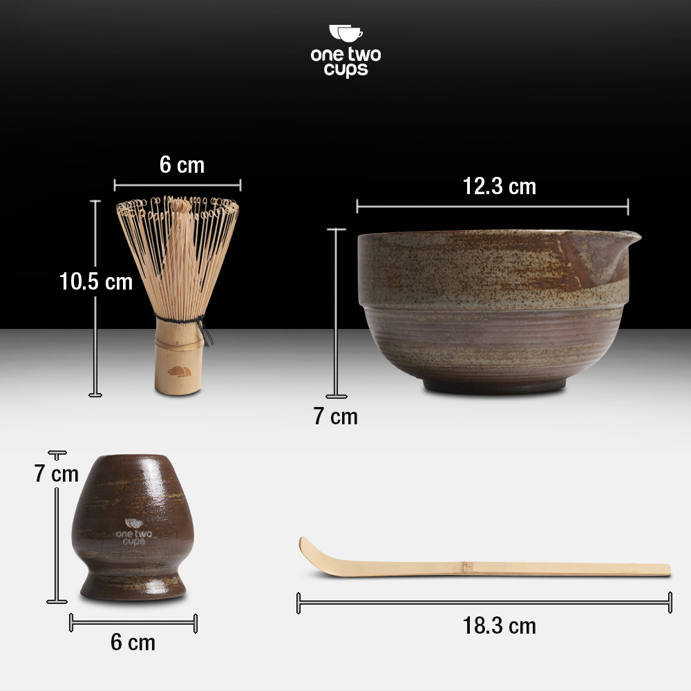 Gambar produk One Two Cups Matcha Set Kit Chawan Chasen Stand Chashaku 4 PCS - N41
