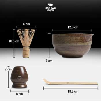Gambar produk One Two Cups Matcha Set Kit Chawan Chasen Stand Chashaku 4 PCS - N41