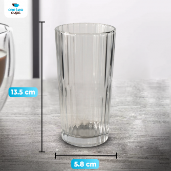 One Two Cups Gelas Kaca Aesthetic Kopi Teh Simple Striped Glass 314ml - J15 Gambar produk One Two Cups Gelas Kaca Aesthetic Kopi Teh Simple Striped Glass 314ml - J15