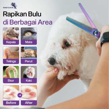 KNIFEZER Set Gunting Grooming Bulu Hewan Peliharaan 4in1 - 62HRC Gambar produk KNIFEZER Set Gunting Grooming Bulu Hewan Peliharaan 4in1 - 62HRC