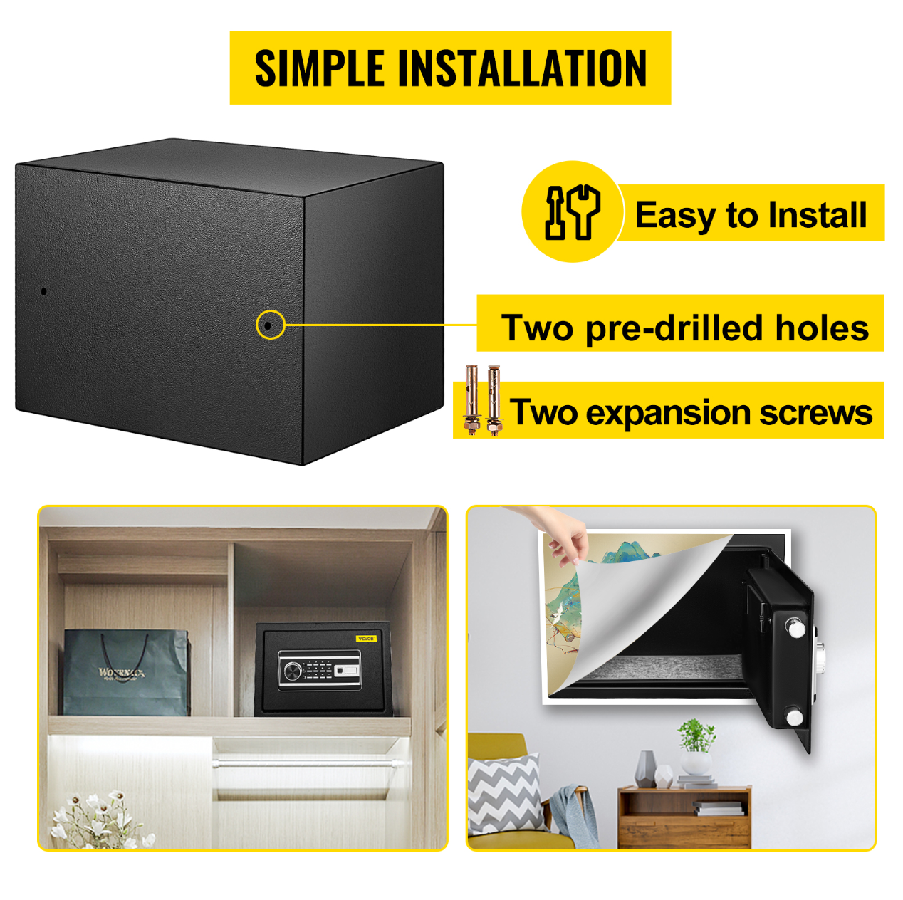 Gambar produk Vevor Kotak Brankas Dokumen Safe Deposit Box Fingerprint 35x25x25cm - SB05