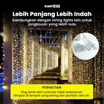 Gambar produk TaffLED Lampu Hias Gorden String Lights Wedding Decoration 3x3M - 300L