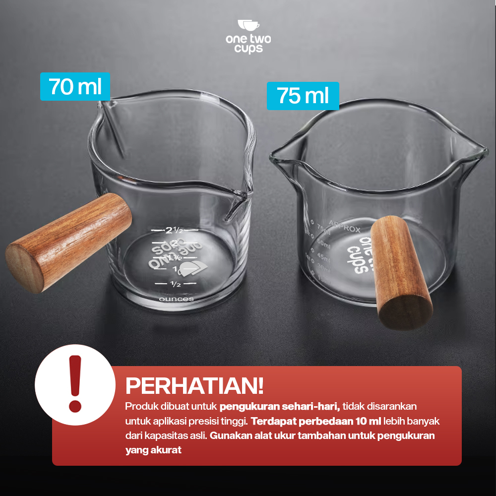 One Two Cups Gelas Milk Jug Pitcher Espresso Double Mouth 75ml - S08 Gambar produk One Two Cups Gelas Milk Jug Pitcher Espresso Double Mouth 75ml - S08