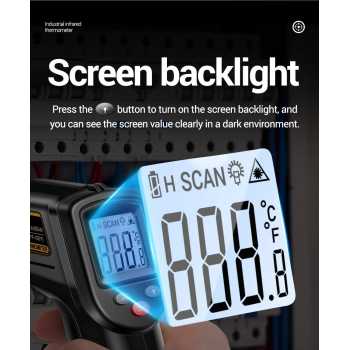 ANENG Termometer Industrial Digital Thermogun Infrared LCD Backlit - TH201 Gambar produk ANENG Termometer Industrial Digital Thermogun Infrared LCD Backlit - TH201