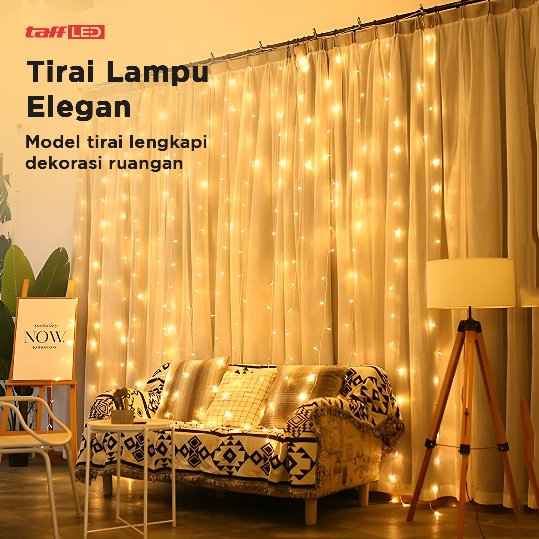 Gambar produk TaffLED Lampu Hias Gorden String Lights Icicle Fairy Waterproof 5M 96 LED - EK-04