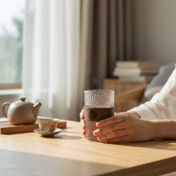 PAYGI Gelas Kaca Aesthetic Kopi Teh Japanese Wood Sleeve Glass 350ml Hammer - PG36 Gambar produk PAYGI Gelas Kaca Aesthetic Kopi Teh Japanese Wood Sleeve Glass 350ml Hammer - PG36