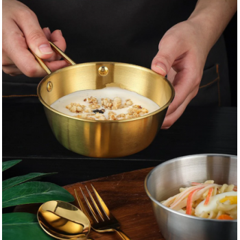 ALRY Mangkuk Mie Salad Stainless Steel Korean Style Bowl with Handle 12cm - ZX-305 Gambar produk ALRY Mangkuk Mie Salad Stainless Steel Korean Style Bowl with Handle 12cm - ZX-305