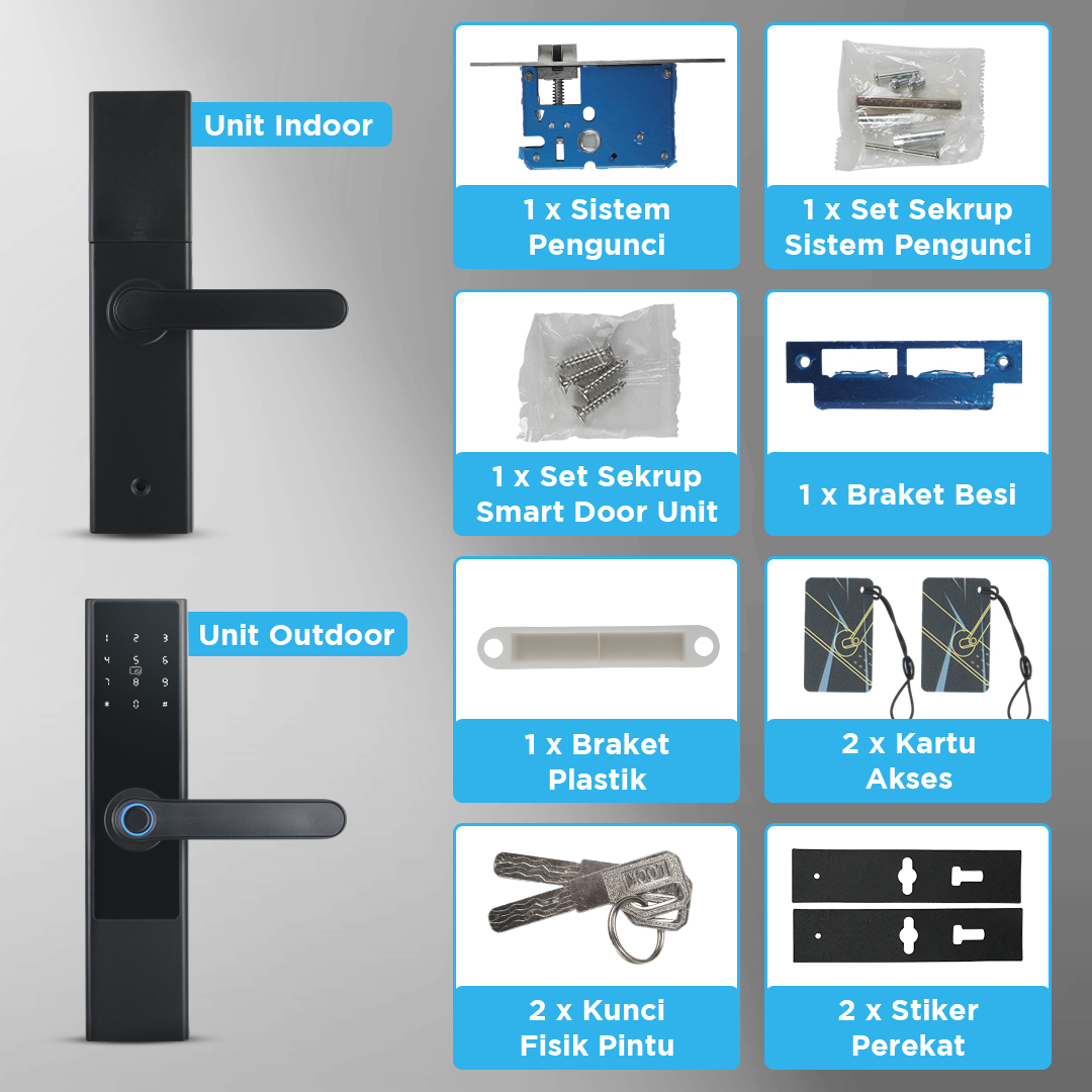 BILIXO Smart Door Lock Fingerprint Password Card RFID Alarm - N1F Gambar produk BILIXO Smart Door Lock Fingerprint Password Card RFID Alarm - N1F