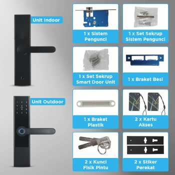 BILIXO Smart Door Lock Fingerprint Password Card RFID Alarm - N1F Gambar produk BILIXO Smart Door Lock Fingerprint Password Card RFID Alarm - N1F
