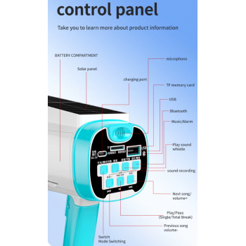 YW Speaker Toa Pengeras Suara Megaphone Tenaga Surya TF Card 30W - YW-06LT Gambar produk YW Speaker Toa Pengeras Suara Megaphone Tenaga Surya TF Card 30W - YW-06LT