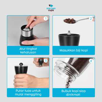 One Two Cups Alat Penggiling Kopi Manual Coffee Grinder Adjustable - TS-01 Gambar produk One Two Cups Alat Penggiling Kopi Manual Coffee Grinder Adjustable - TS-01