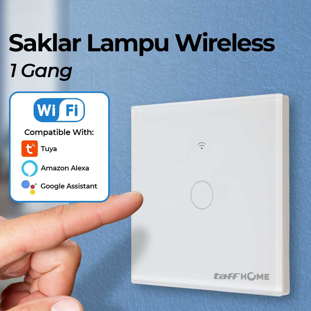 TaffHOME Saklar Lampu Wireless WiFi RF Smart Home Model 1 Gang - WHK05 Gambar produk TaffHOME Saklar Lampu Wireless WiFi RF Smart Home Model 1 Gang - WHK05